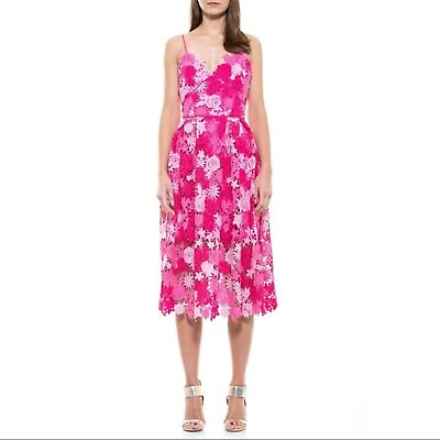#ad Alexia Admor Pink Floral Midi Dress NWT Size 4