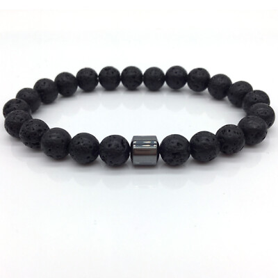 #ad 8mm Unisex Healing Balance Beaded Lava Bracelet Natural Stone Yoga Reiki Prayer
