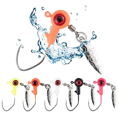 #ad 20pcs Fishing Jig Head Hook Metal Spoon Spinner 1 16 1 8oz Bass Trout Crappie