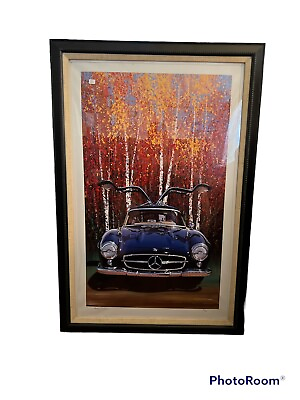 Charles Maher Mercedes benz Acrylic on Canvas Framed 21”x30” SIGNED **SALE**