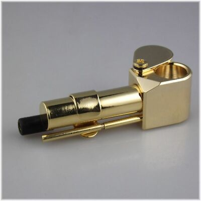 ONE CLASSIC BRASS TOBACCO PIPE Hitter With Cover bottom Trap amp; Pouch proto like.