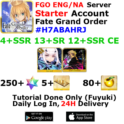 #ad ENG NA INST FGO Fate Grand Order Starter Account 4SSR
