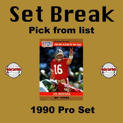#ad HCW 1990 Pro Set NFL Football Cards Mint Set Break 201 400 You Pick