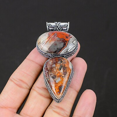 #ad #ad Natural Crazy Lace Agate Gemstone Pendant Handmade 925 Sterling Silver Pendant