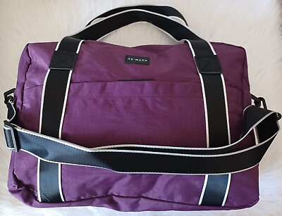 #ad Purse Large Purple And Black inside Nylon Tote Bag New