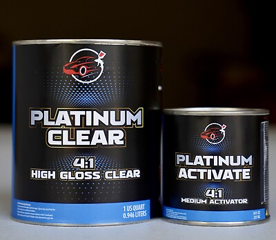 #ad Platinum Clear 4:1 Automotive 2K High Gloss QUART Size Clearcoat Kit w Hardener