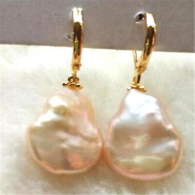 #ad Natural pink Baroque Pearl earrings Ear Cuff Wedding Custom Bridal Platinum