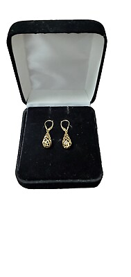 #ad 14k Gold Onyx Earrings