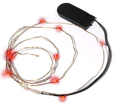 #ad Moon Lights Silver Plated Copper Wire Red LED Christmas Light Set of 12