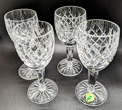 Retired amp; HTF Set 4 Waterford AVOCA Cut Crystal WHITE WINE Glasses 5.75quot; *READ*