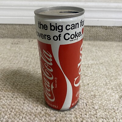 #ad  Coca Cola Coke Vintage 16 oz Coke Lovers Steel Can Flat Top Pull Tab