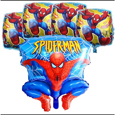 #ad 5 PCS Spider Man Foil Mylar Balloon Super shape Birthday Party Supplies Boy Toy