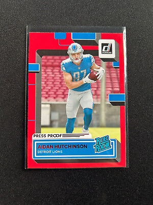 #ad #ad 2022 Panini Donruss Adian Hutchinson Rated Rookie Press Proof Red RC #313 Lions