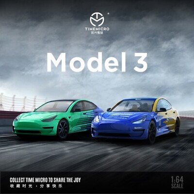 #ad Time Micro 1:64 car model Tesla Model 3 Feijin diecast alloy model Diecasts