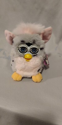 #ad 1998 Furby 1st Generation Grey Polka Pink Belly Blue Eyes Model 70 800