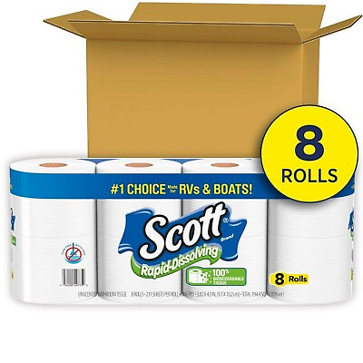 SCOTT Rapid Dissolve RV Boat Toilet Paper 8 Rolls