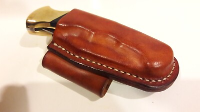 #ad Buck 112 Finger Grooved Custom brown Leather Sheath Scout Carry Sheath Only