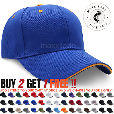 #ad Baseball Caps Plain Sports Cap Adjustable Visor Hat Polo Style Men Trucker Hats