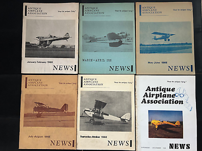 #ad 6 Different #x27;Antique Airplane Association News#x27; Magazines January December 1968