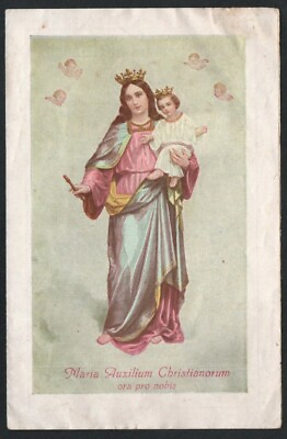 Holy card antique of Virgin Maria Auxiliadora santino andactsbild estampa