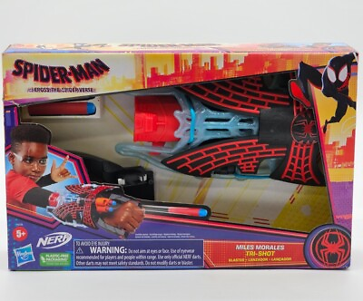#ad NERF Marvel Spider Man Miles Morales Tri Shot Blaster Hand Spider Verse NEW