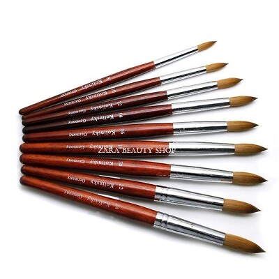 Wood Acrylic Kolinsky Nail Brushes Sizes 8 24 Nail Art Brush SHIPS FROM USA