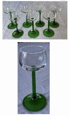 #ad #ad VINTAGE Luminarc Wine Glasses 4 oz. GREEN STEM 7 Piece Set FRANCE