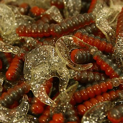#ad 2quot; Bleeding Shad Hot Grubs Twister Tails Crappie Walleye Bass Fishing Lures