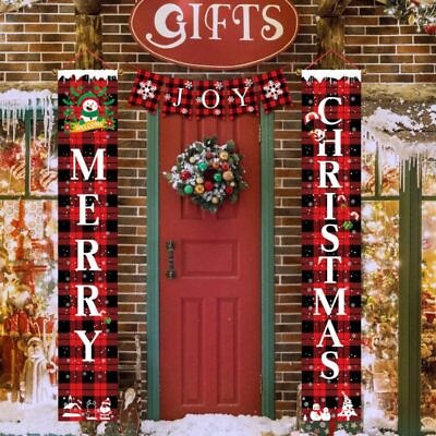 72quot; Merry Christmas Banner Christmas Porch Sign Xmas Decor for Door Wall Hanging