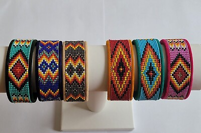 #ad Native American Style Seed Beaded Adjustable Multi Color Bracelet Cuff