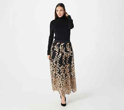 Linea by Louis Dell#x27;Olio Petite Embroidered Skirt A351464 LATTE PM
