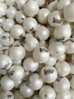 25 Qty 20mm Hello Print Matte Acrylic Beads Bubblegum Beads Chunky Bead