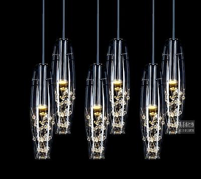 #ad Modern LED Crystal Long Glass Ceiling Light Pendant Lamp C 10