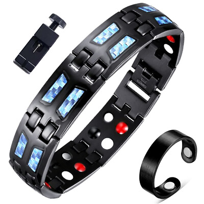 #ad 3Pcs Magnetic Bracelet for Men Titanium Steel Magnet Bracelet Jewelry Free Tool