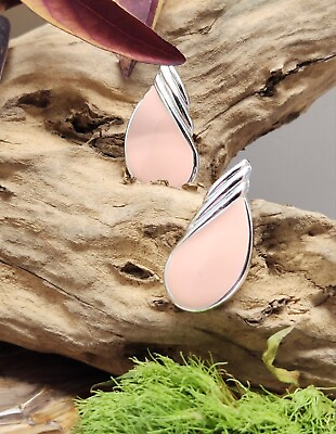 #ad Earrings Pink Womens Teardrop Button Pastel Spring Easter Summer Casual 1.25quot;