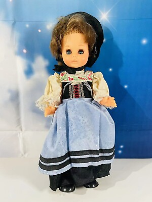 #ad Vintage Vinyl Girl Doll in West Germany Costume 12quot; Sleepy Eyes Jointed