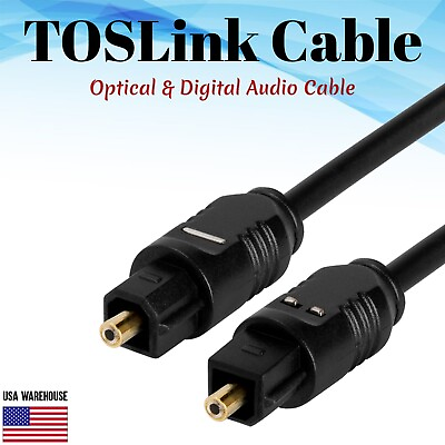 #ad TOSLink Fiber Optical Digital Audio Cable 1.5ft 3ft 6ft 12ft 25ft 50ft S PDIF