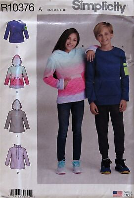 #ad Simplicity 10376 Boys Girls 8 16 Sweathshirt Hoodie Pullover Jacket Knit Pattern