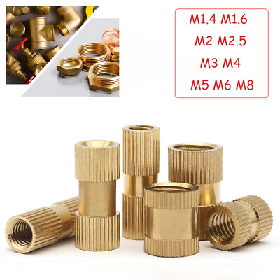 #ad Brass Injection Knurled Insert Nut Threaded Nut M1.4 M1.6 M2 M2.5 M3 M4 M5 M6 M8