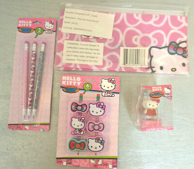 Hello Kitty Graphite Pencils Erasers Pencil Sharpener Pouch Stationery Set