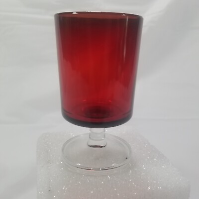 #ad #ad Drinking Glass Luminarc Ruby Red Vintage Clear Stem 4 1 4”