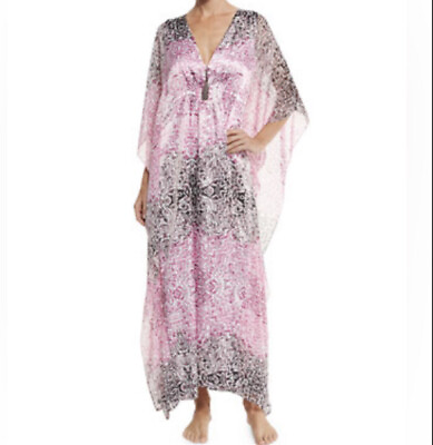 NWT Oscar de la Renta Small Kaleidoscope Print Caftan Night Gown Maxi Pink Zip