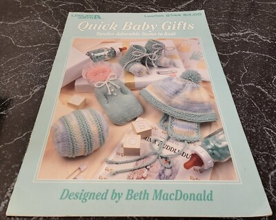 #ad DF20 LEISURE ARTS 1991 QUICK BABY GIFTS KNIT PATTERN LEAFLET 12 ITEMS TO KNIT