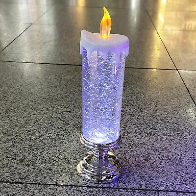 LED Christmas Candles With Pedestal Silver.