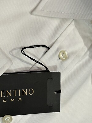 #ad NEW VALENTINO ROMA DRESS SHIRT 43 17 BODY SLIM WHITE SATIN TWILL STRIPE