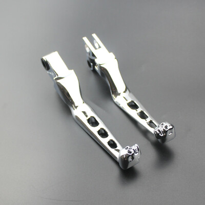 #ad 2pcs Motorcycle Chrome Brake Clutch Skull Hand Lever For Harley Dyna softai XL