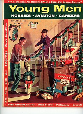 #ad VTG Magazine Young Men Hobbies Aviation magazine 1956 Christmas Cover