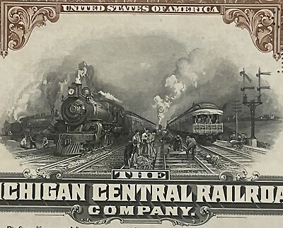 Antique Vintage 1929 Michigan Central Railroad Gold Bond Certificate