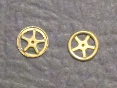 #ad 10 PACK OF OLD TIME BRAKE WHEEL STAMPED BRASS FOR MANTUA amp; TYCO HO SCALE NEW