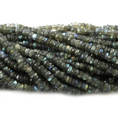 #ad 1 Strand Labradorite Roundle BeadsFaceted Gemstone Rondelles beads jewelry m